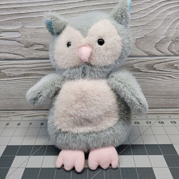 Apricot Lamb Stuffed Owl Plush Toy Soft Baby Crib Pink Beak Feet Green Grey Blue - Picture 1 of 9